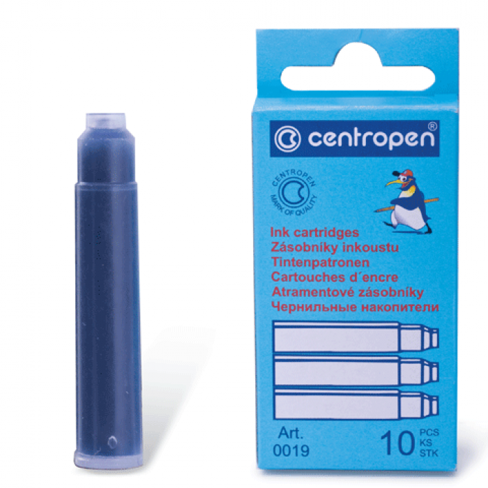 Баллончики чернильные CENTROPEN,в упаковке с европодвесом, 0019, синие